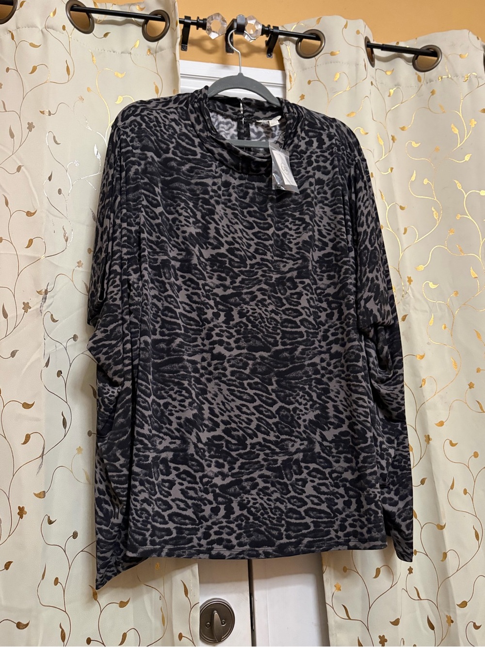 Cato Black and Gray Animal Print blouse